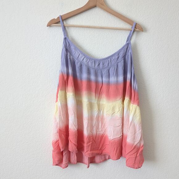 Torrid Gauze Tiered Cami Tie Dye Women's Tank Top 4 4X Beachy Summer Colorful - Picture 3 of 9